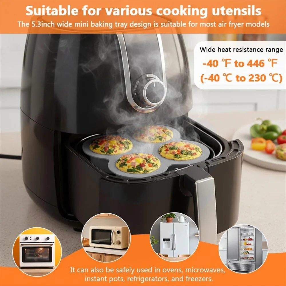 Fire-kop silicone æggeform og mini muffinform