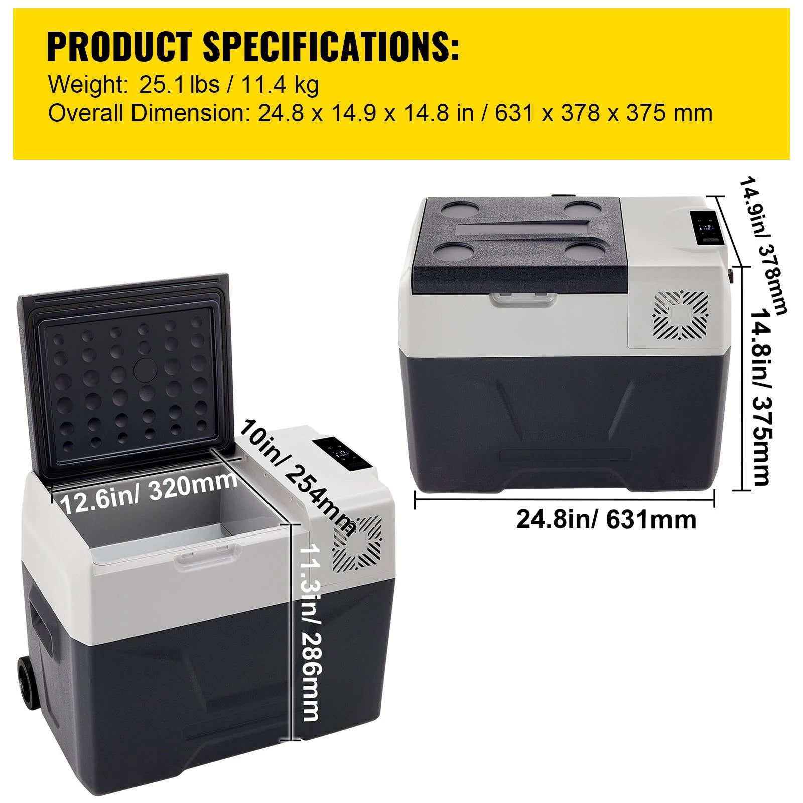 Portable Compressor Refrigerator Freezer 15L, 12/24V & 100-240V