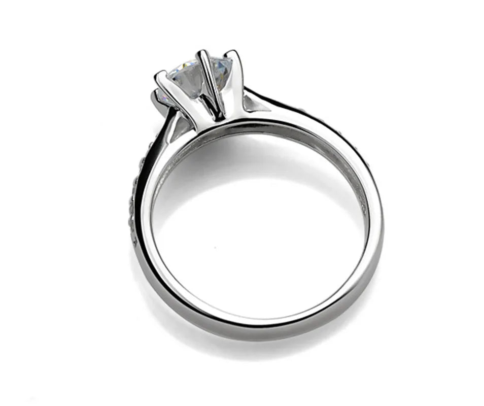 Luxury 925 Sterling Silver Classic Ring for Women Six claw jewelry simple 70ct diamond ring imitation diamond women's ring 