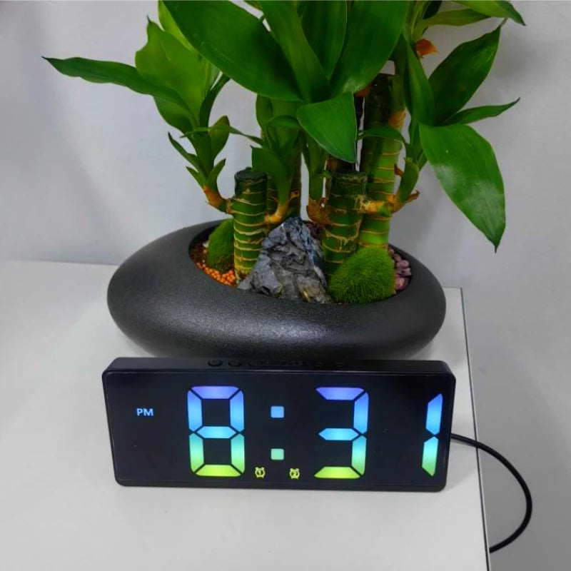 Digital Dual Alarm Clock with Adjustable LED Display