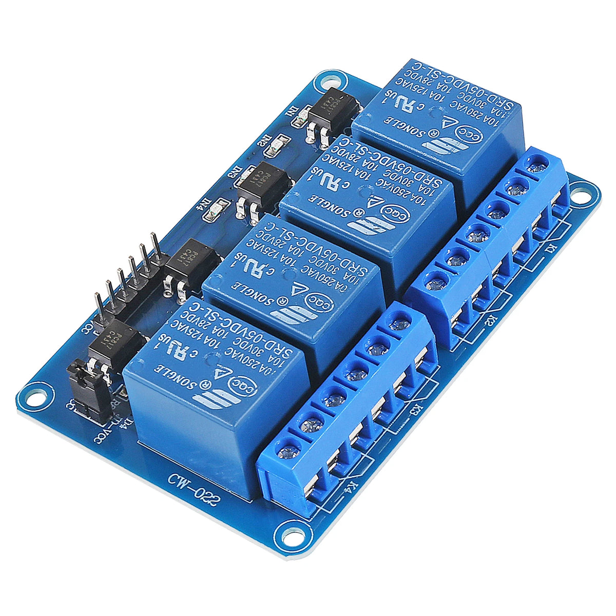 5V-os négycsatornás relémodul optocsatolókkal