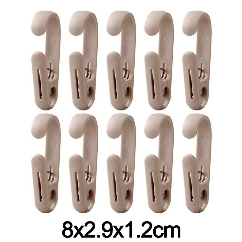 Ten Plastic Hanging Clips with Hooks