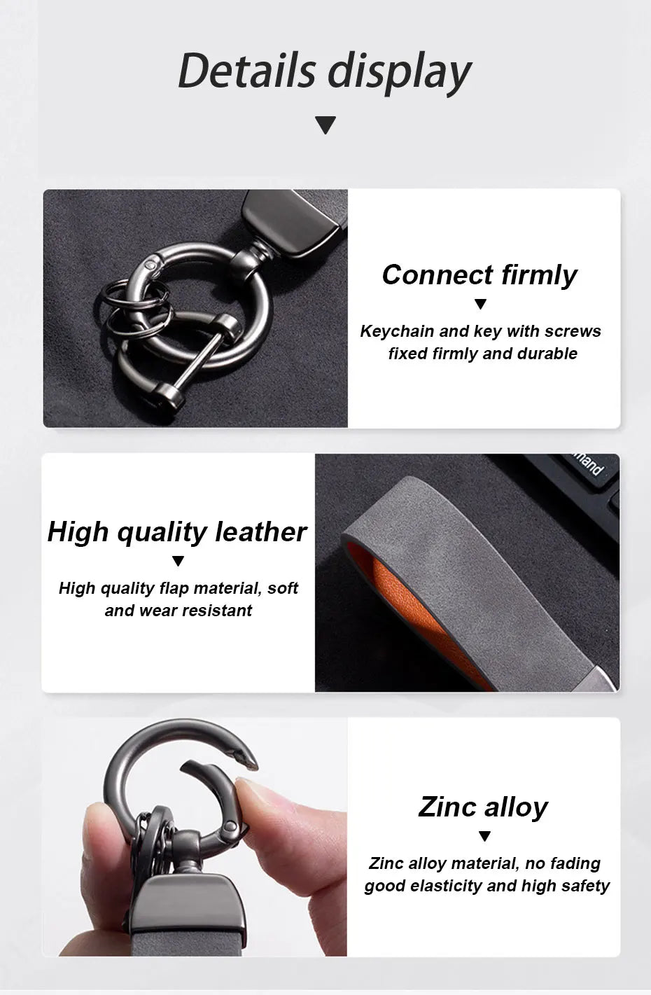SEAMETAL Suede Car Keychain Ring Vintage Leather Zinc Alloy Key Chain Keys Holder Universal Luxury Keyring Car Accessories