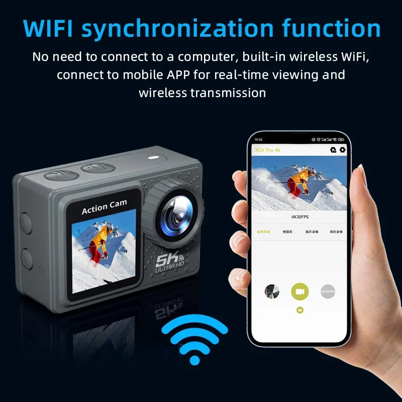 Action Camera 5K 4K with Electronic Stabilization