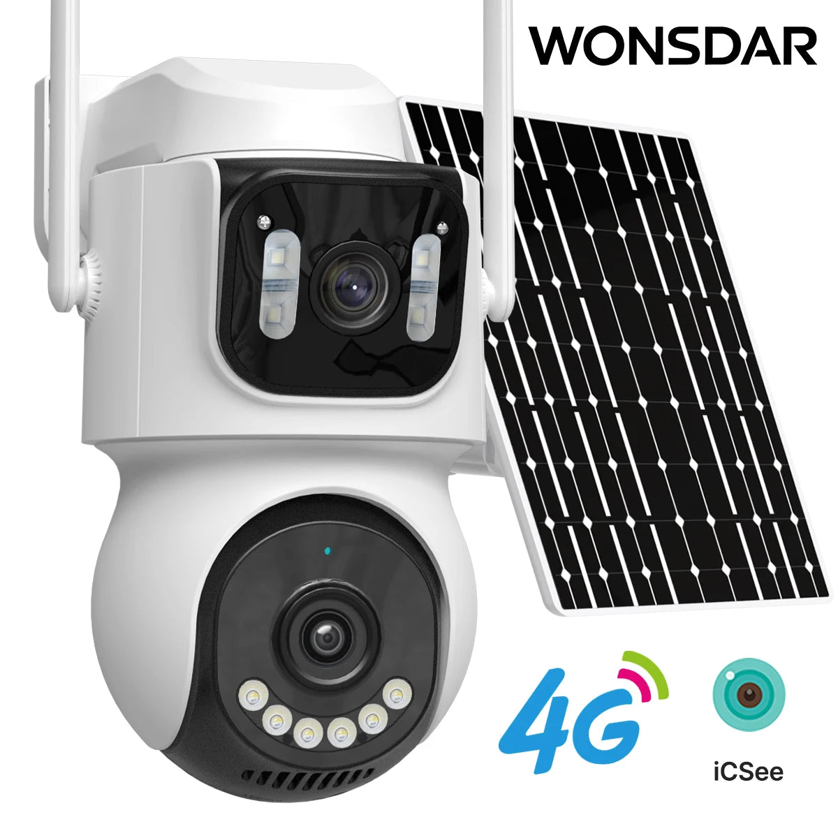 4G Solar Outdoor Security Camera with PTZ Auto Tracking Night Vision and Two-Way Audio