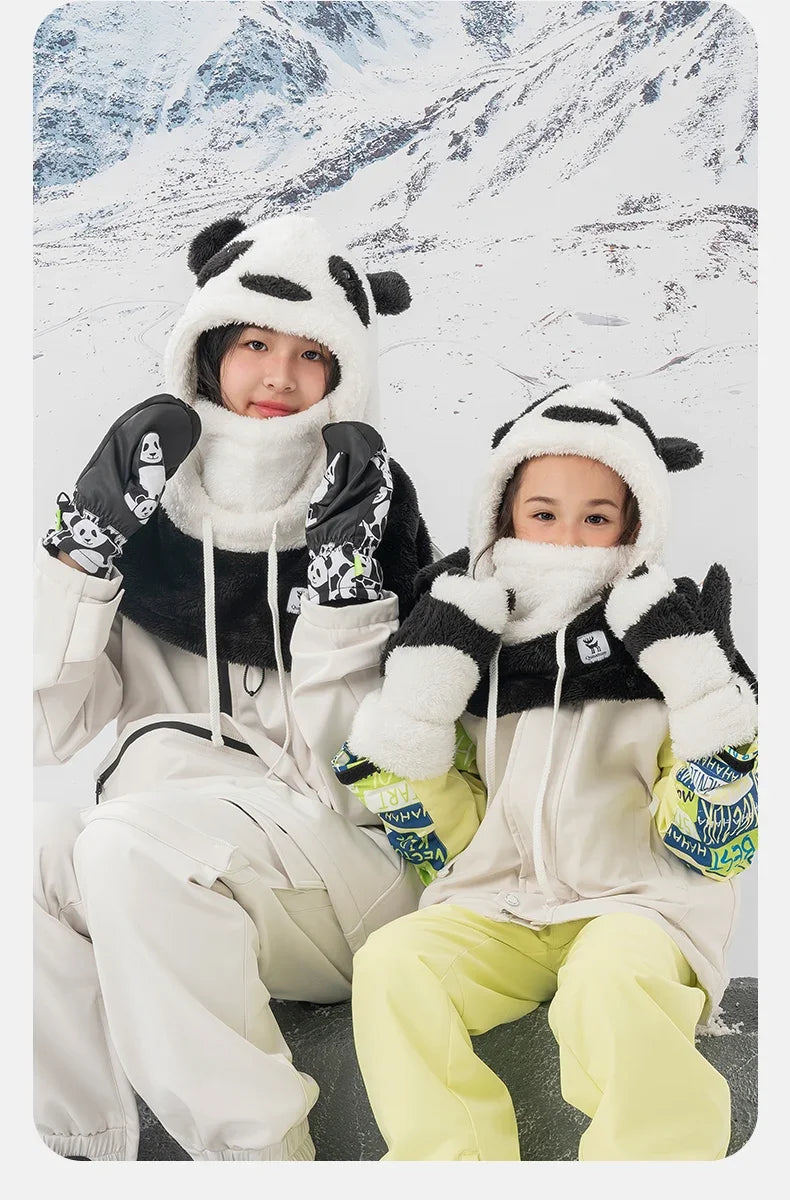 Panda Ski Gloves for Kids & Parents – Warm Winter Grip Gloves