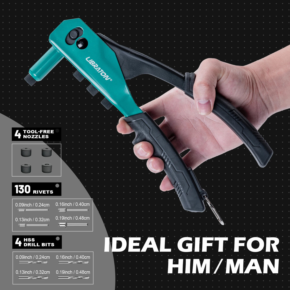 Manual Rivet Gun Kit with Rivets and Drill Bits