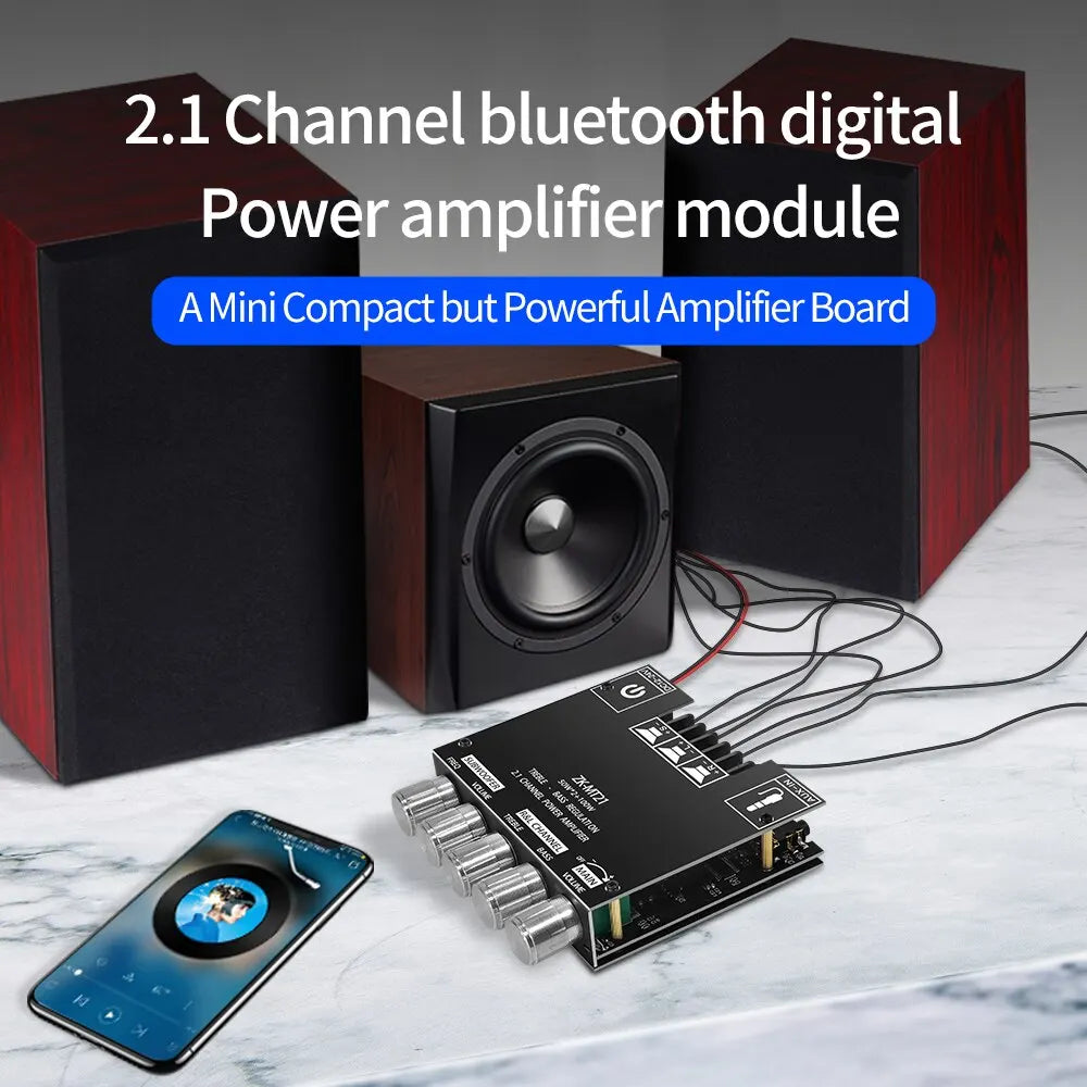 ZK-MT21 Channel Bluetooth 5.0 2.1 Subwoofer Amplifier Board 50W*2 +100W Power Audio Stereo Amplifier Board Bass AMP AUX 