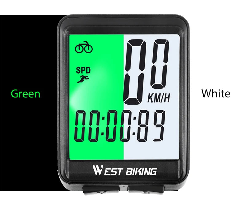 WEST BIKING Bicycle Wireless Computer MTB Road Bike Odometer Waterproof With Backlight Cycling Speedometer LED Rate Stopwatch 