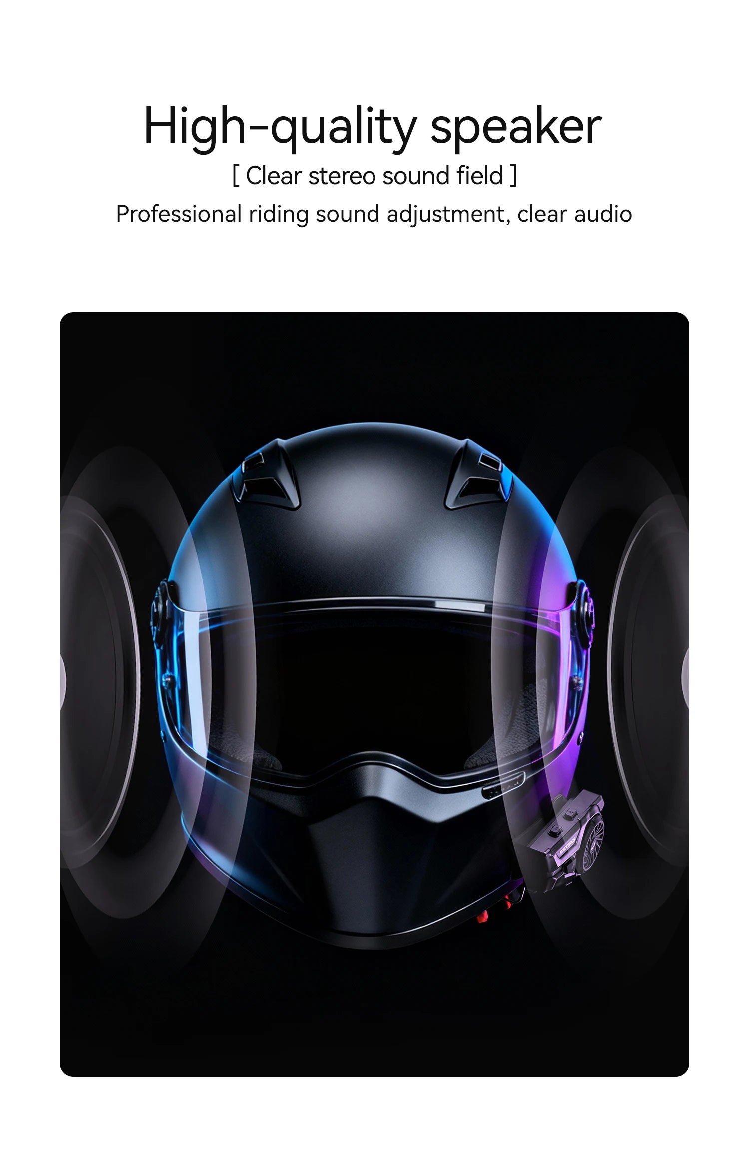 Cască moto ROCKBROS cu interfon impermeabil 300M, BT6.0, căști cu control vocal, baterie 1000mAh