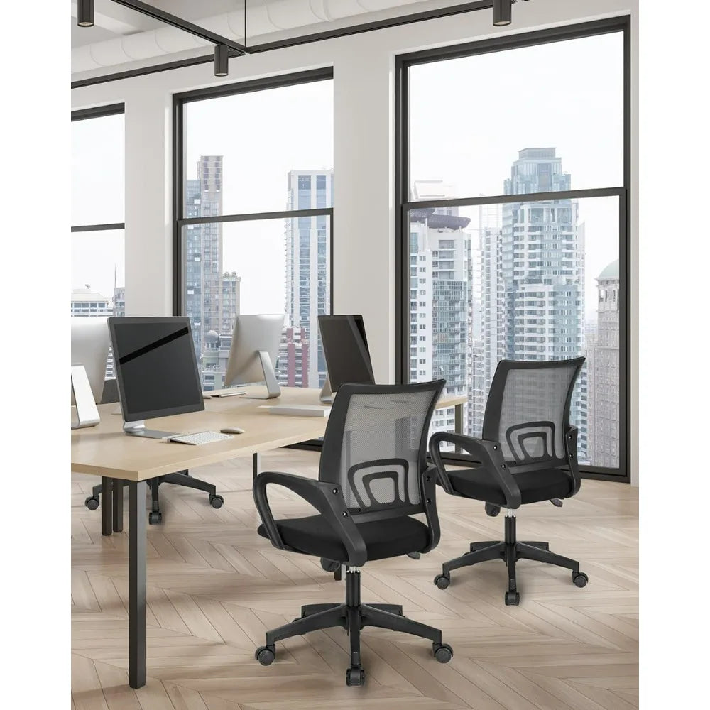 Black Mesh Office Chair with Lumbar Support, Swivel & Adjustable Height