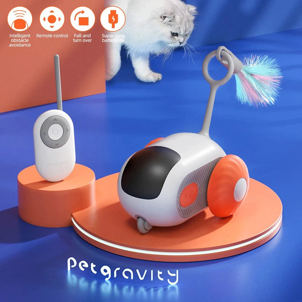 Smart Cat Toy 2 Modes Automatic Moving Remote Controlled Toy Car for Cats Dogs Interactive Playing Kitten Training Pet Supplies 