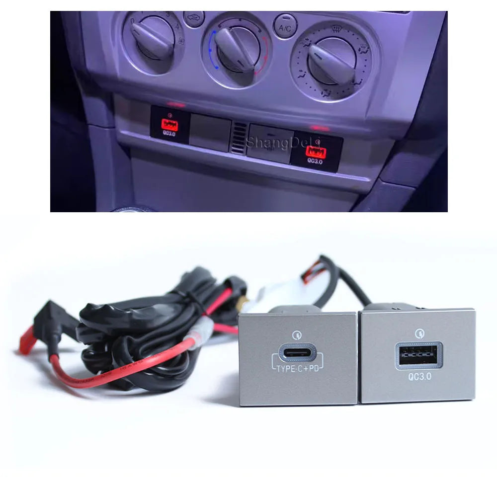 12V/24V Автомобилен заряден адаптер за телефон с двойна QC3.0 Type C PD USB порт за зареждане, захранващ адаптер за Ford Focus 2004-2011 mk2 аксесоари