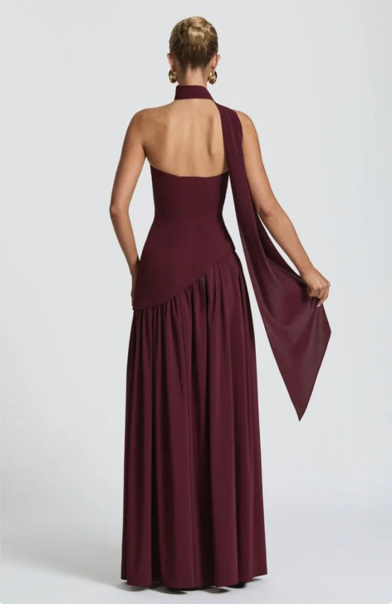 Elegant Strapless Floor-Length Women’s Slit Backless Evening Dress