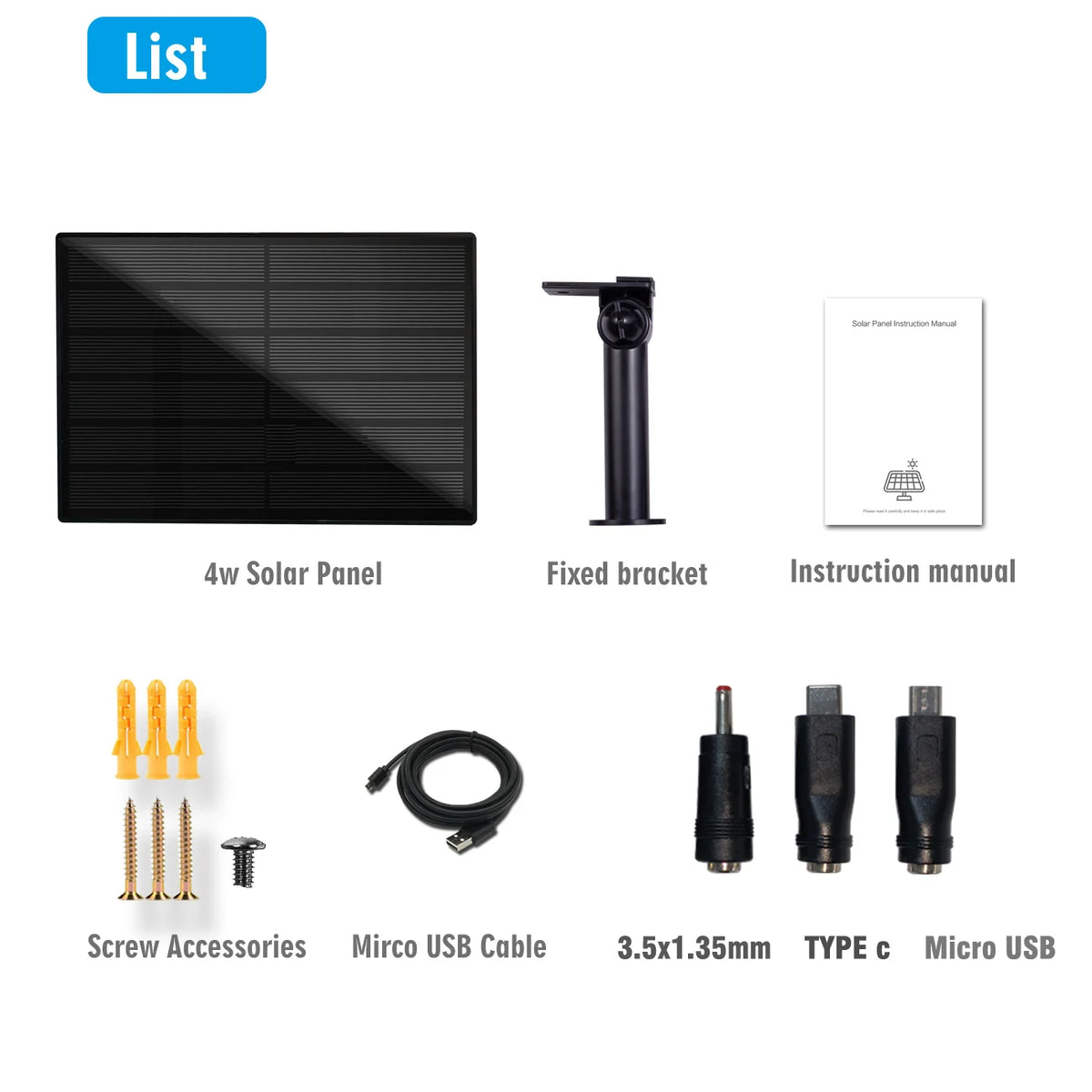 4W Solar Panel Charger with 5V Output and 18650 Battery Slots
