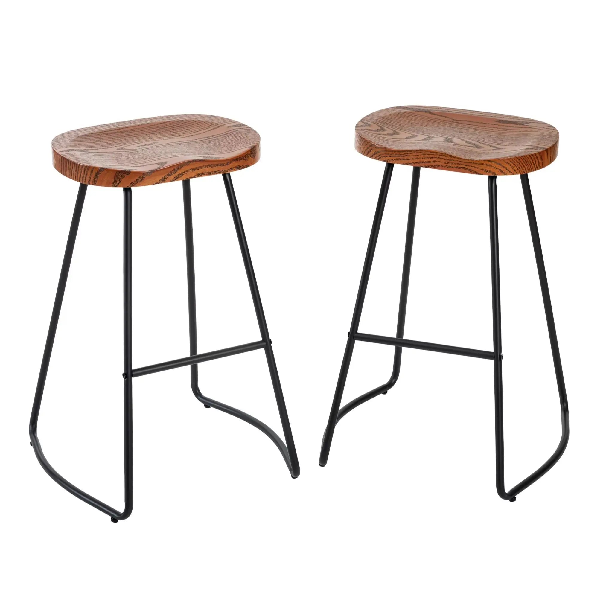 26 Inch Saddle Seat Counter Stool with Metal Legs for Kitchen Island