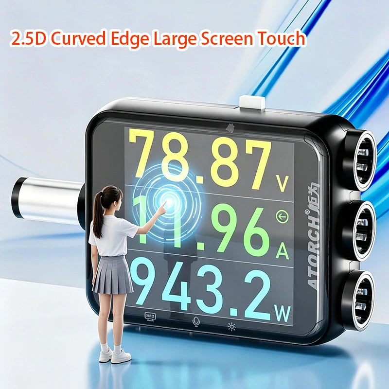 ATORCH D5P Touchscreen-Gleichstromtester DC5.5, DC 4.5-80V 12A, digitaler Voltmeter, Amperemeter, Wattmeter, Batteriekapazitäts- und Leistungsanalysator, Monitor