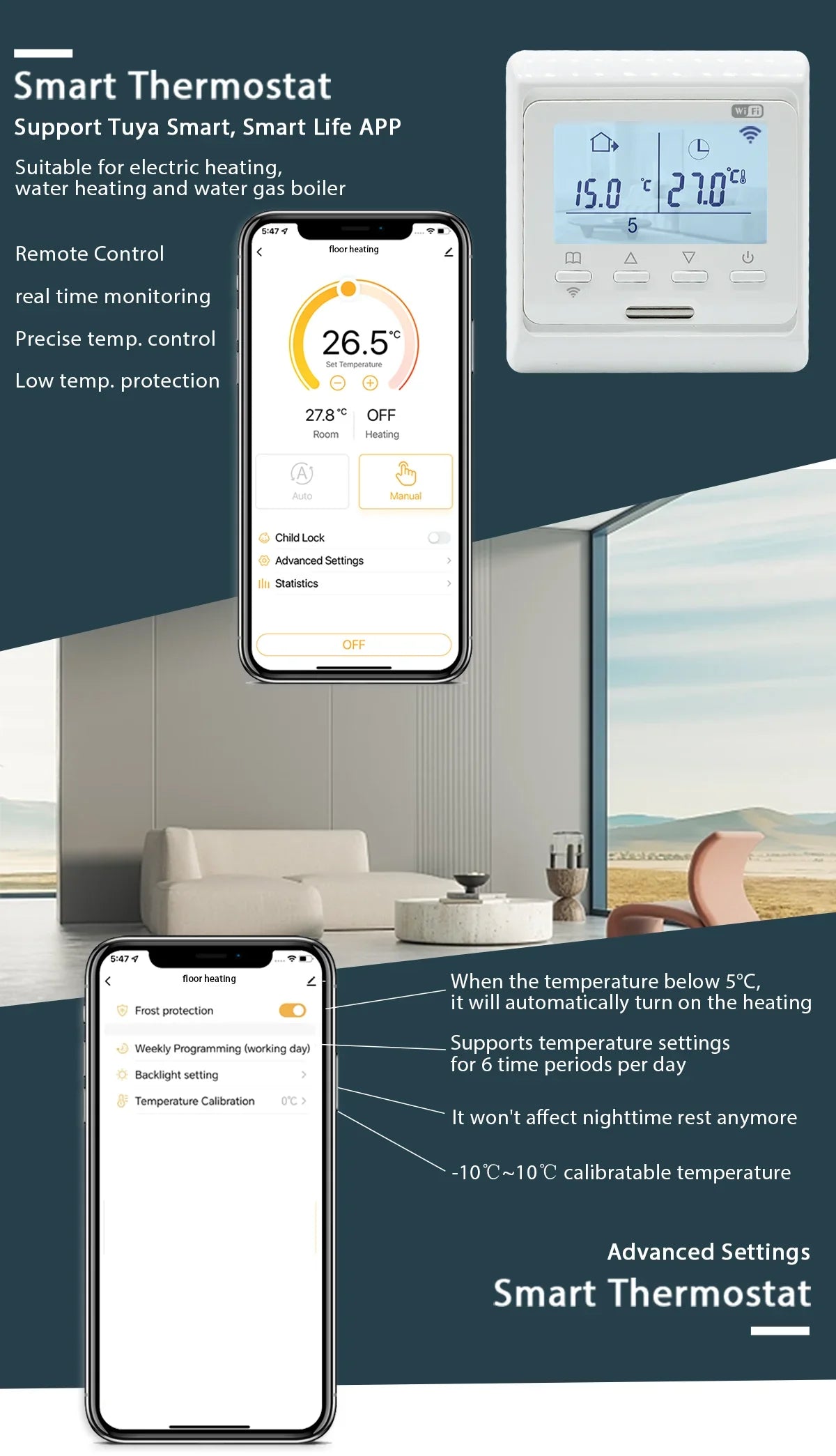 Heating Thermostat - Wi-Fi and Standard Options