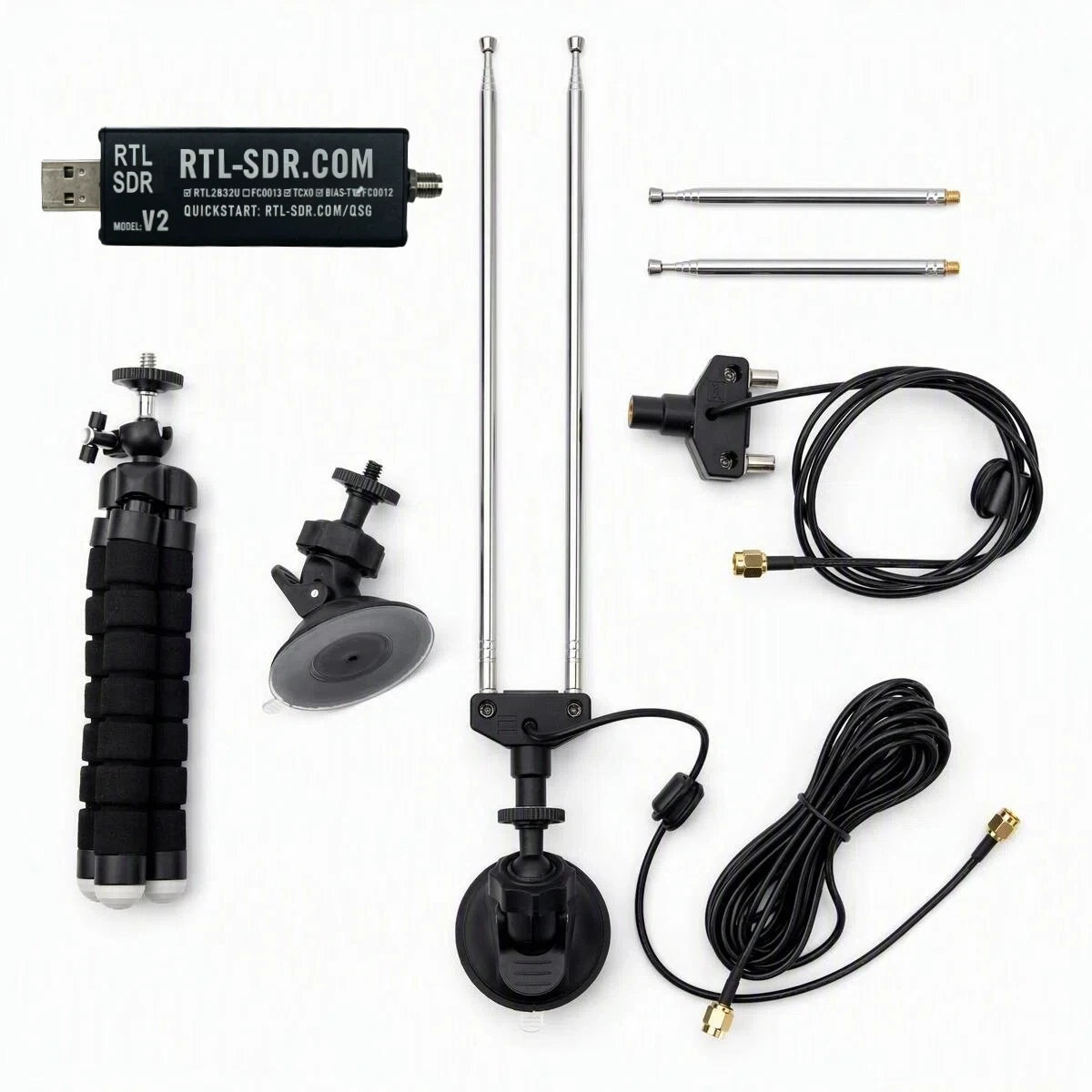 RTL-SDR V2 USB Radio Receiver, 22-1100 MHz, with Antenna