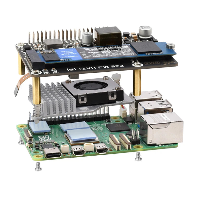 HAT za Raspberry Pi 5 M.2 NVMe in PoE