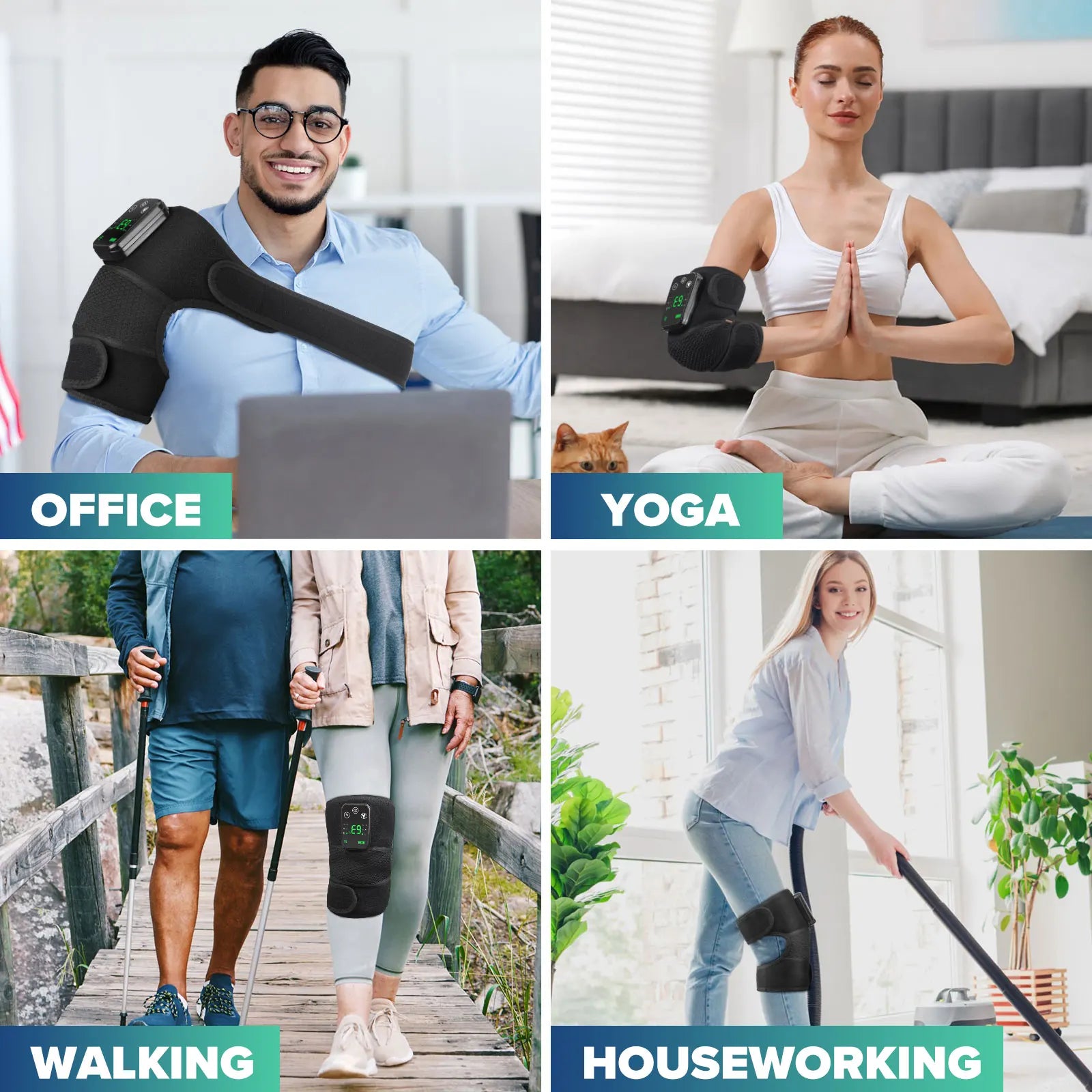 Coussin de massage pour épaule 3 en 1 avec vibration et chauffage