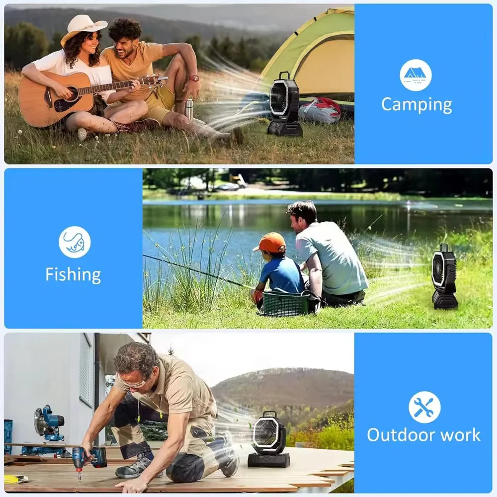 Camping Ceiling Fan with Light and Remote Control