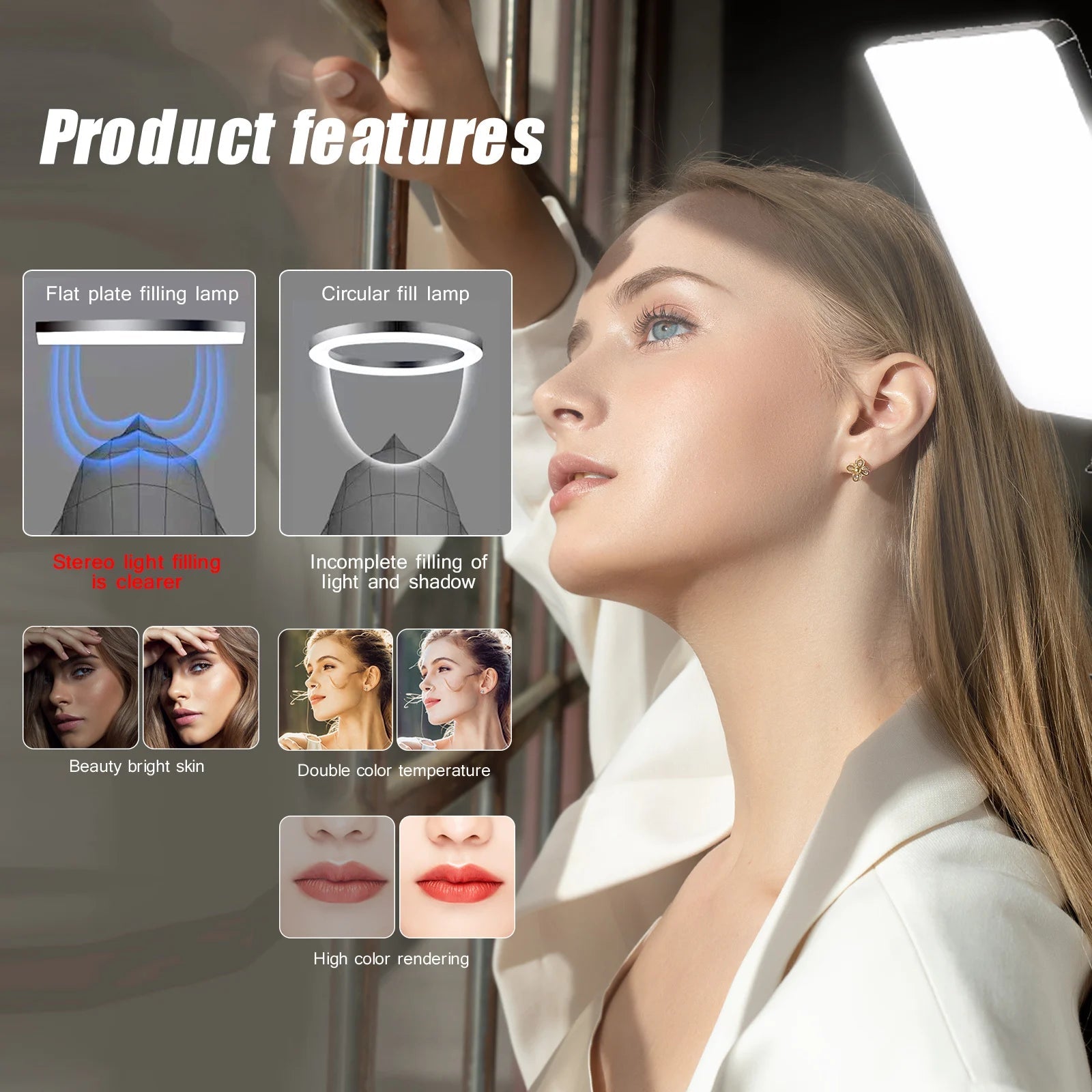 LED Video Lights Conference Photography Lighting Selfie Light Photo Studio Lamp With Tripod for Shoot Live Streaming TikTok Zoom 