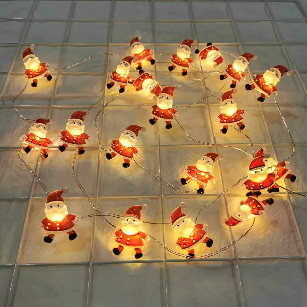 Runtowo Santa Claus Snowman LED Light String Christmas Decoration For Home Xmas Tree Ornament 2025 Navidad Gift 2026 New Year 
