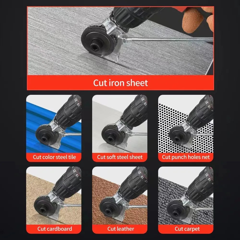 Drill-Powered Sheet Metal Cutter Attachment