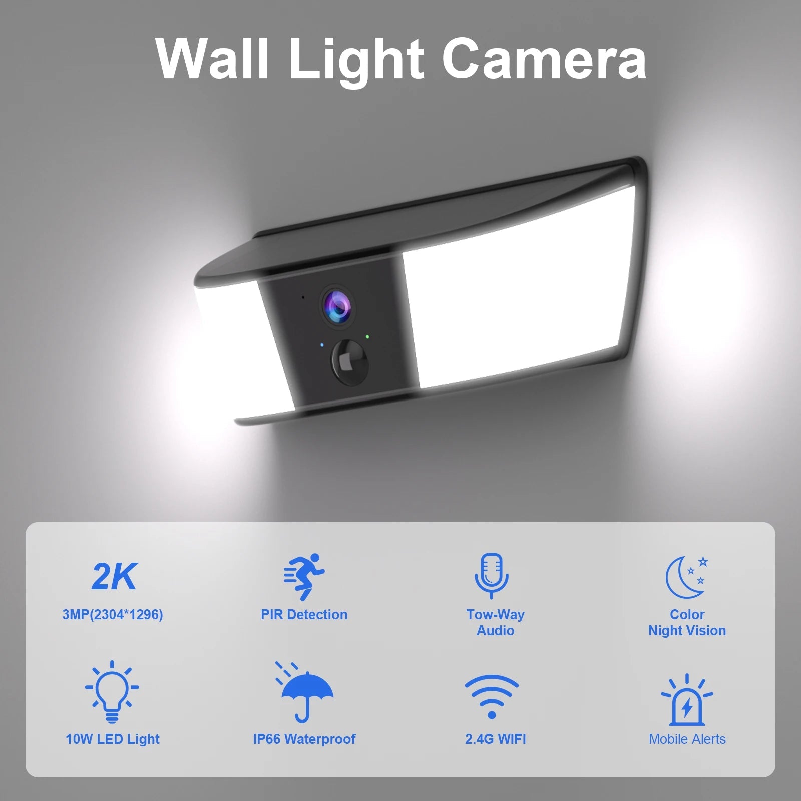 2K Solar Camera Wall Light 2.4G Outdoor WIFI Camera Home Protection Security Camera Battery Cam Color Night Vision Local Alarm 