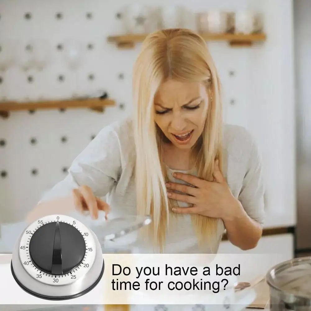 Stainless Steel Mechanical Kitchen Timer with Magnetic Base