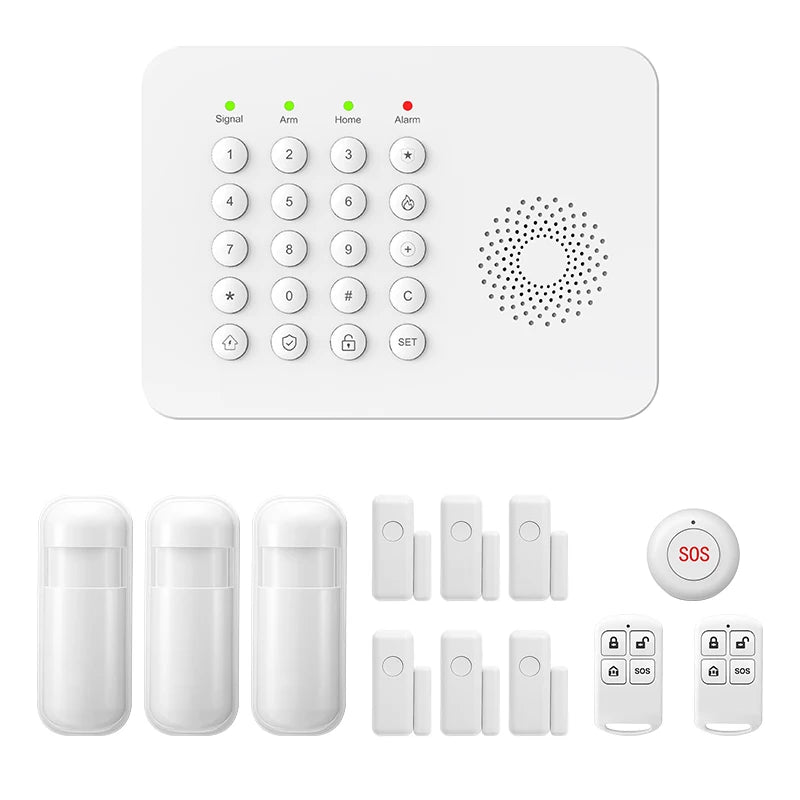 PGST 4G WiFi Home Burglar Anti Theft Security Alarm Complete Kit Works with Tuya Works with Smart Life Smart App Remote Control Wireless Sensor Combination Standby Power Backup Alarm System Apartment Villa Store Warehouse Eur