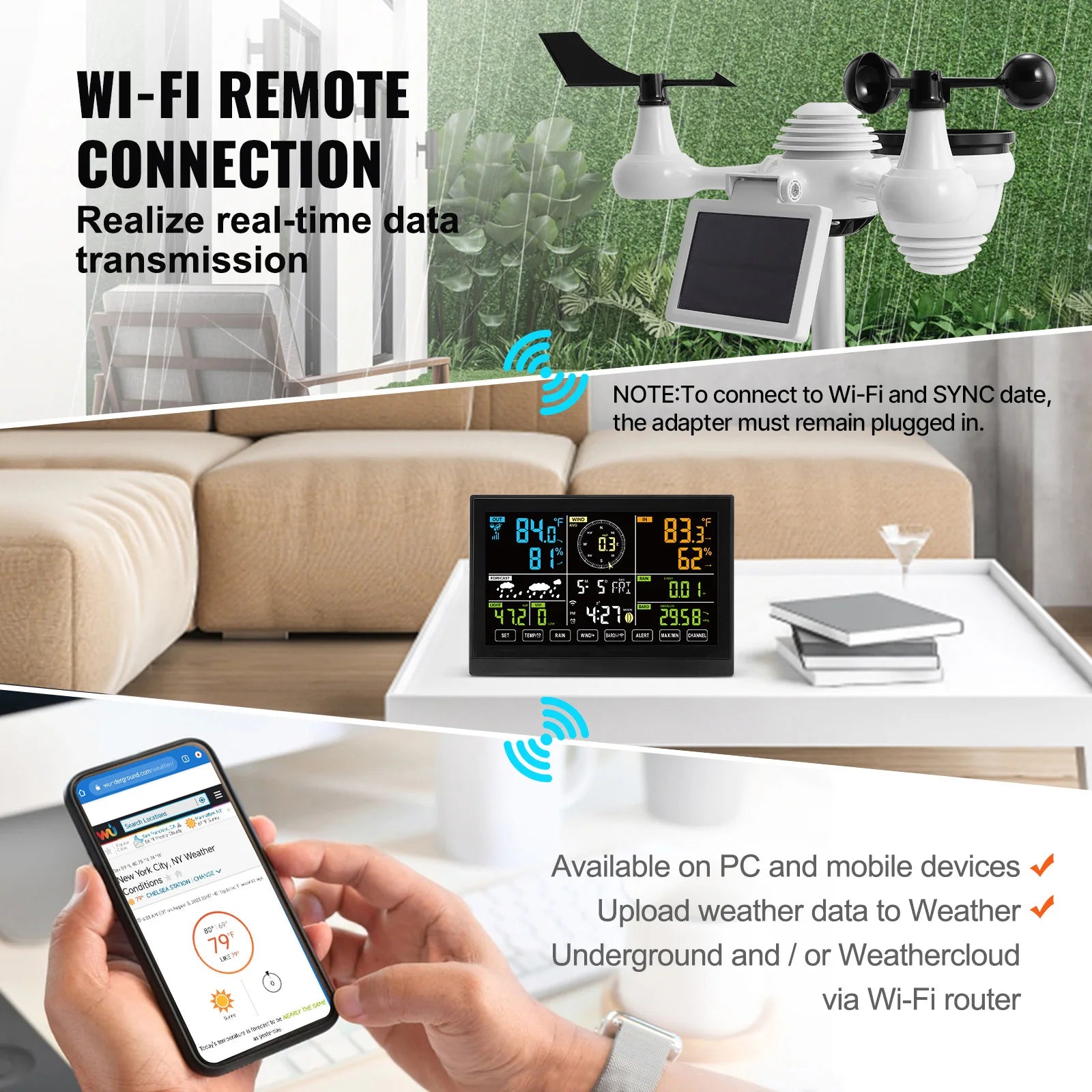 WiFi Weather Station with 7-in-1 Sensor and 7.5" Display