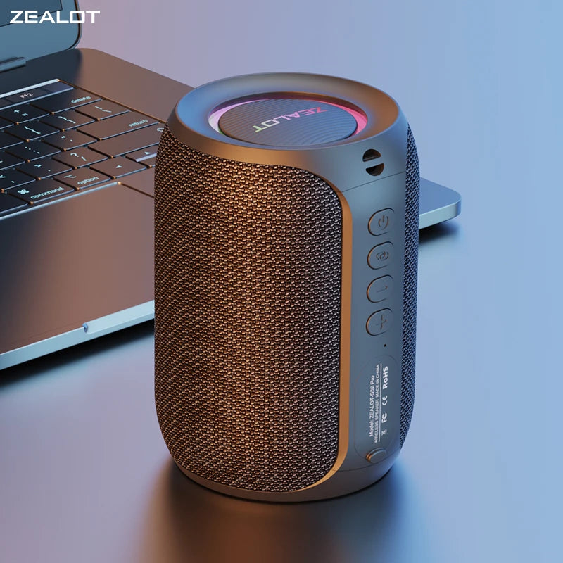 Zealot-S32PRO Powerful Bluetooth Speaker, Bass Wireless, LED Light, Outdoor Speakers, Subwoofer, Waterproof Sound Box Support 