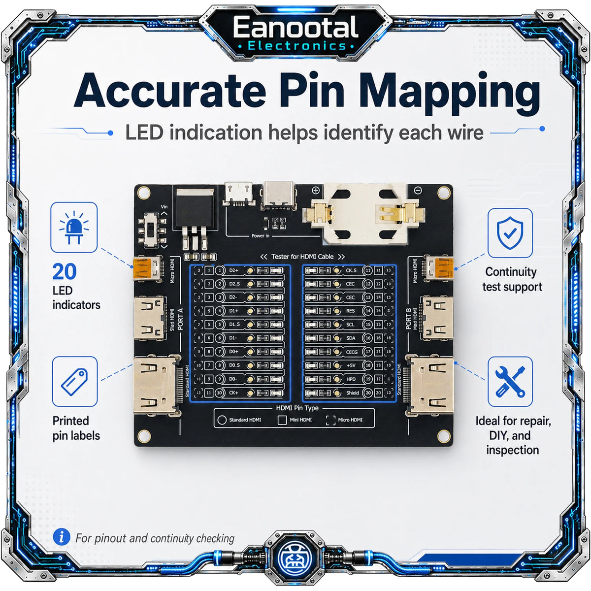 HDMI Cable Tester Board - Standard, Mini and Micro