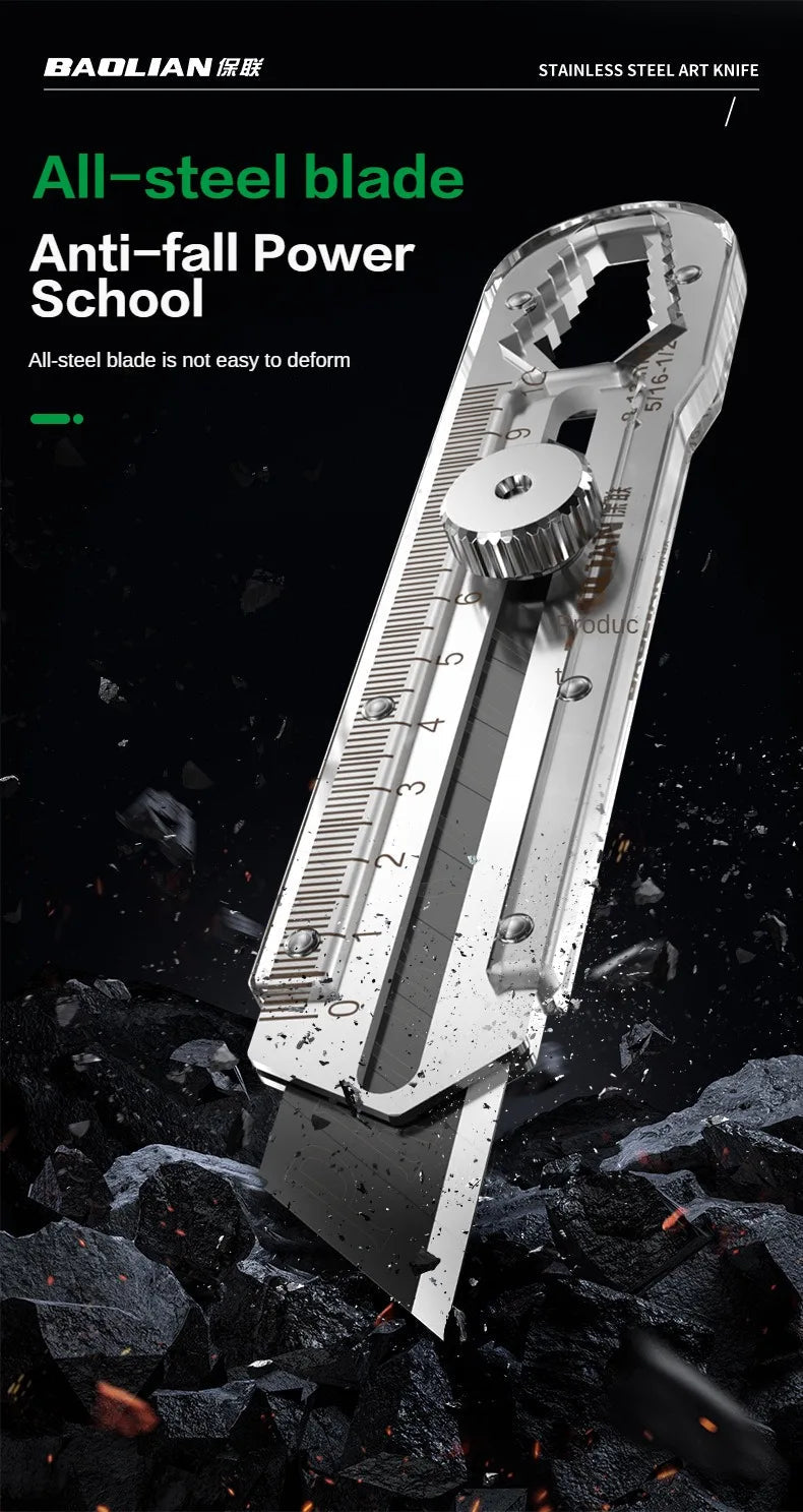 Utility Knife Box Cutter 8 In 1 Mutipurpose Stainless Steel Retractable Heavy Duty Waterproof Snap off Cutter Knife And Blades 