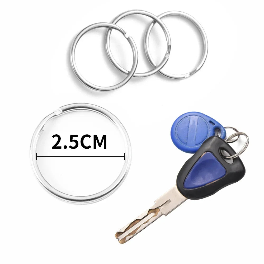 20/100pcs Metal Blank Keyring Keychain Split Rings Keyfob Key Rings Lobster Clasp Key Chain Key Pendant Stainless Steel Rings
