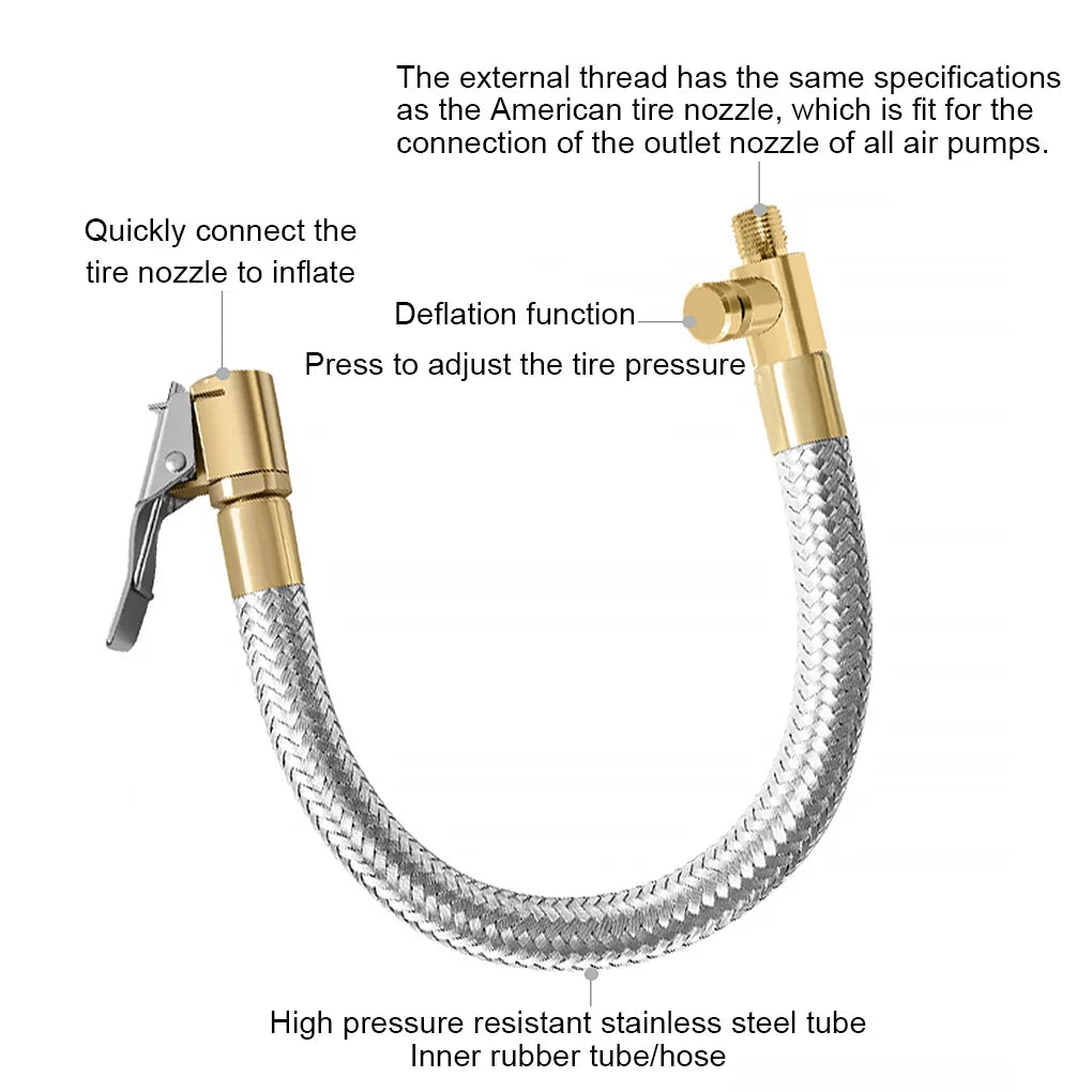 Tyre Valve Extension Hose with Locking Chuck