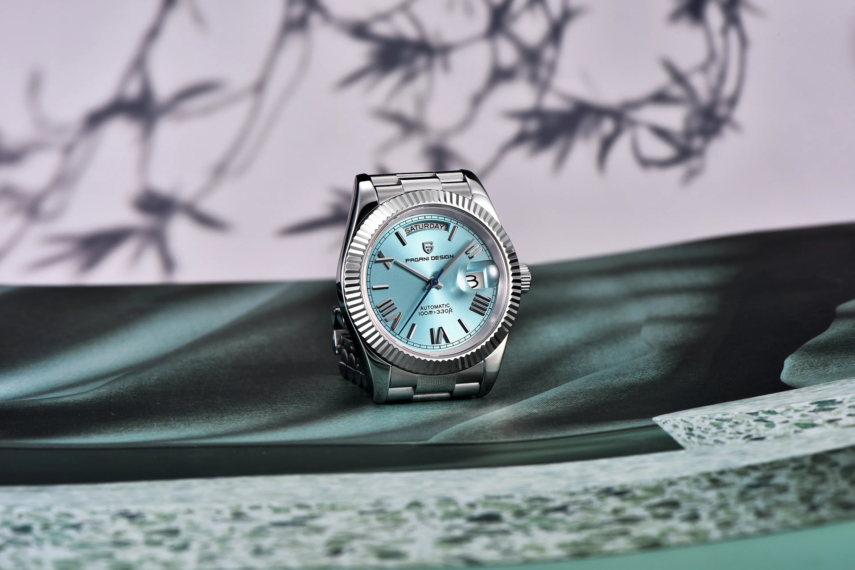 Orologio Meccanico Automatico Uomo Oro Rosa NH36A Zaffiro 10Bar