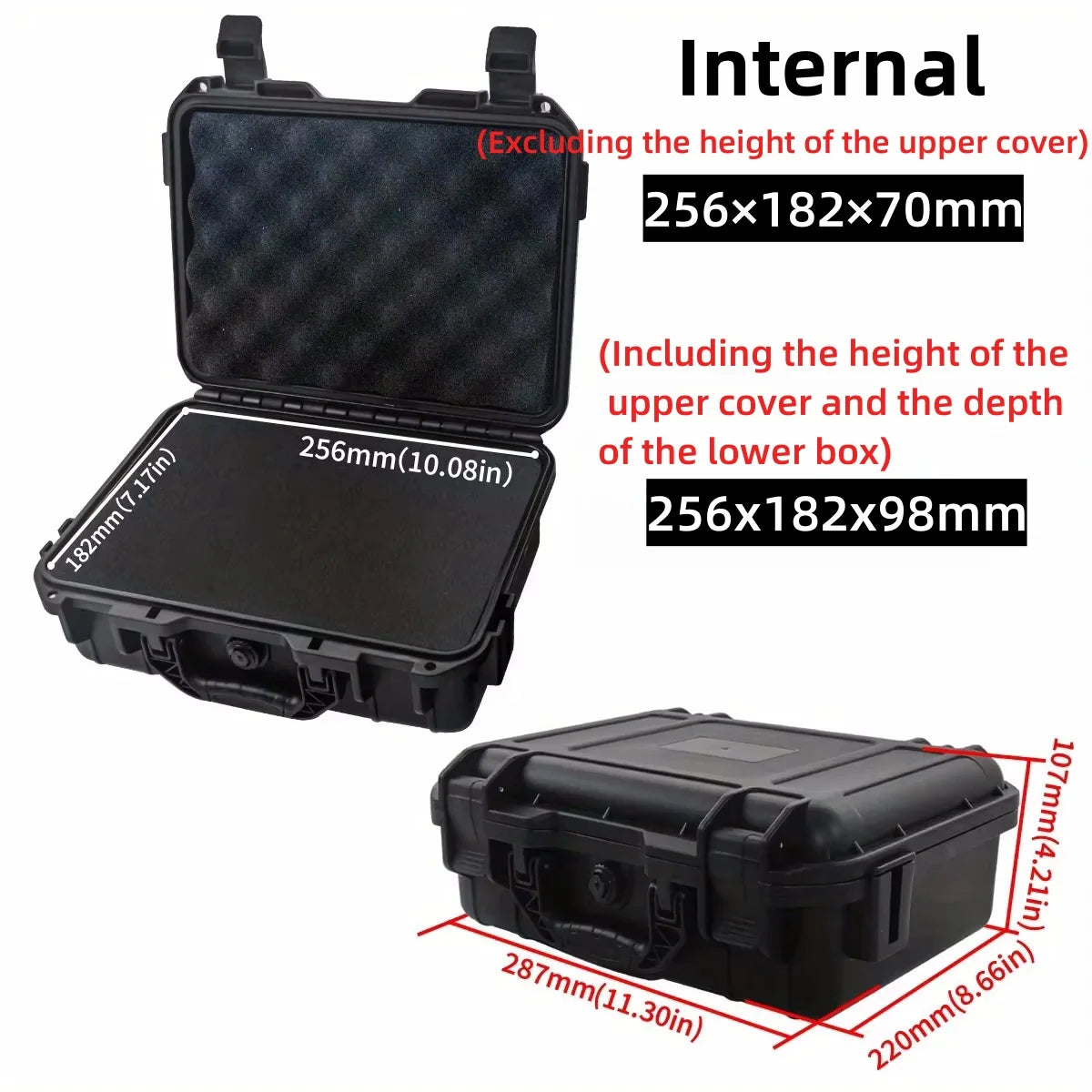 1pc Waterproof Hard Carry Case Bag Tool Case With Pre-cut Sponge Storage Box Safety Protector Organizer Hardware Toolbox 