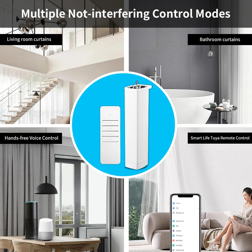Smart Tuya Wifi/Zigbee Electric Curtain Shutter Motor with RF Remote 22.5CM Size APP Control Alexa Google Assistant SmartThings 