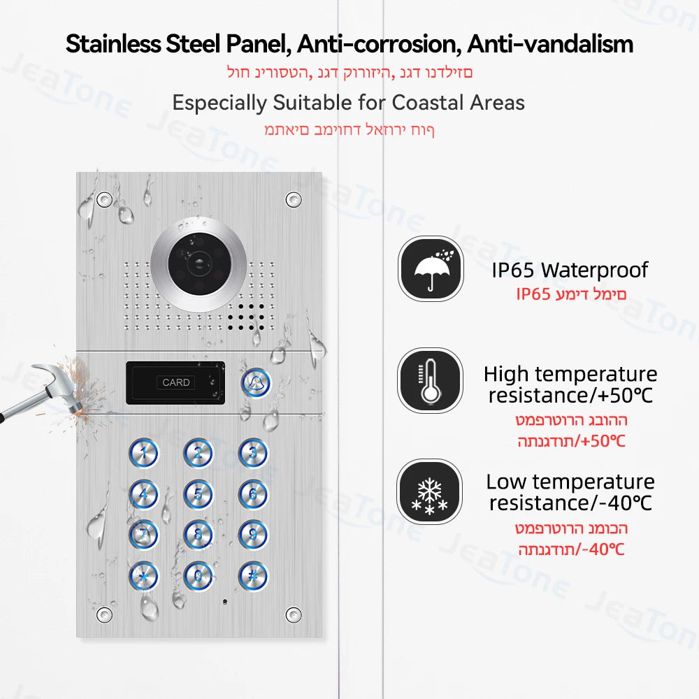 Jeatone 1080P Tuya WiFi Video Intercom RFID Code Keypad Doorbell Cam 7 Inch Home Security Video Door Phone Access Control System Spy-shop.com