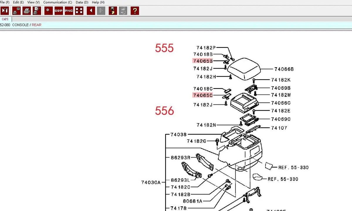 Console Armrest Latch Options, MR532555 / MR532556