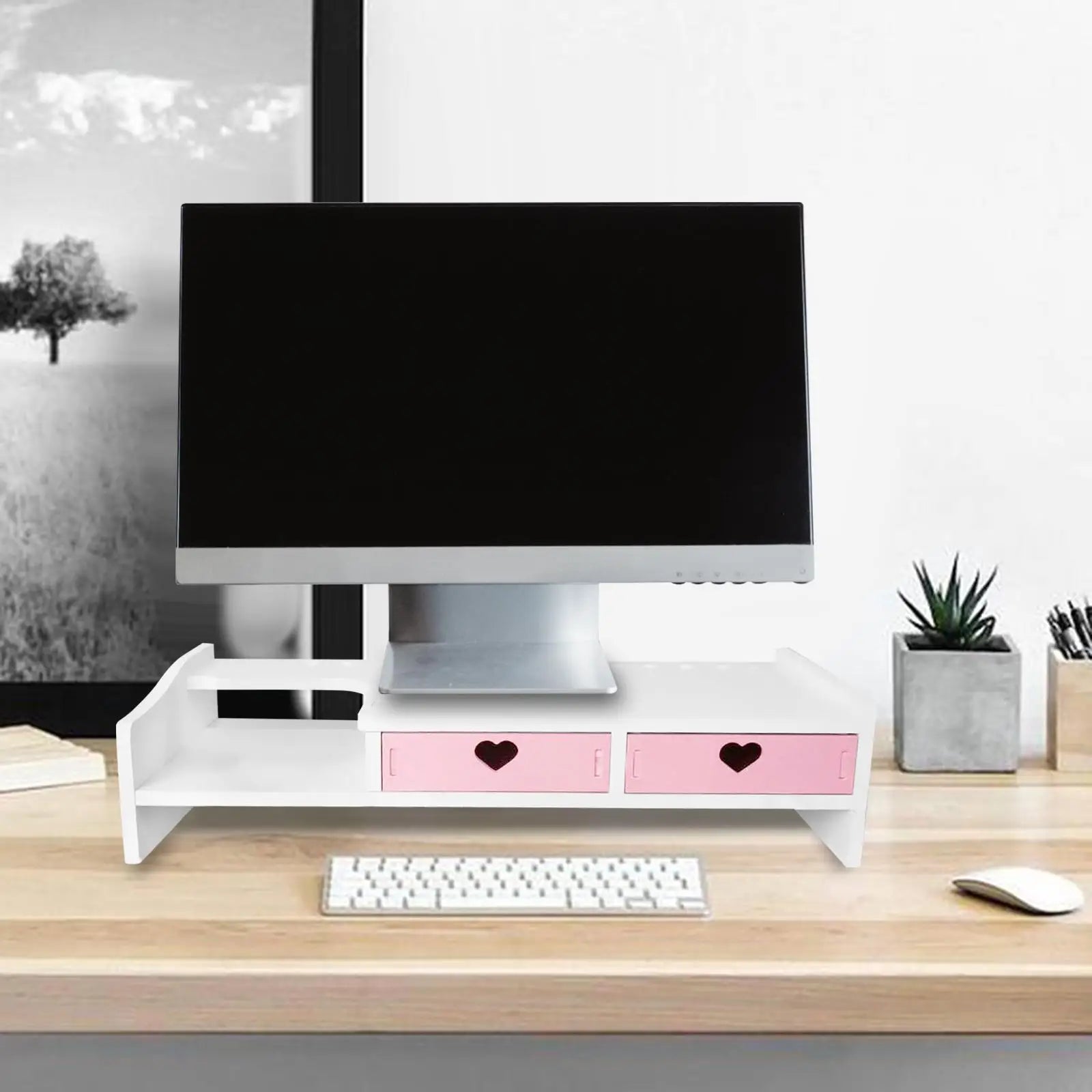 Monitor Stand Riser with Drawer Storage for Desk Organization