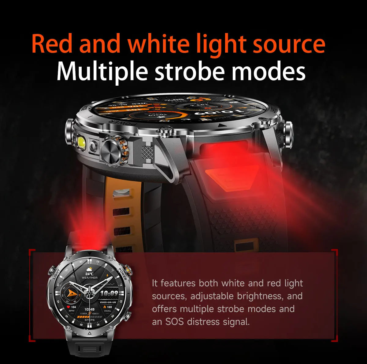 Outdoor Bluetooth Anruf-Smartwatch mit LED-Taschenlampe