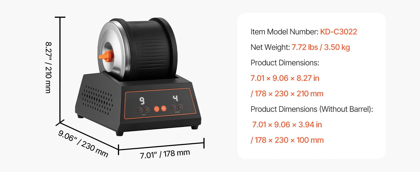 Steinpoliergerät-Set mit 4 Geschwindigkeiten & 9-Tage-Timer Polierset