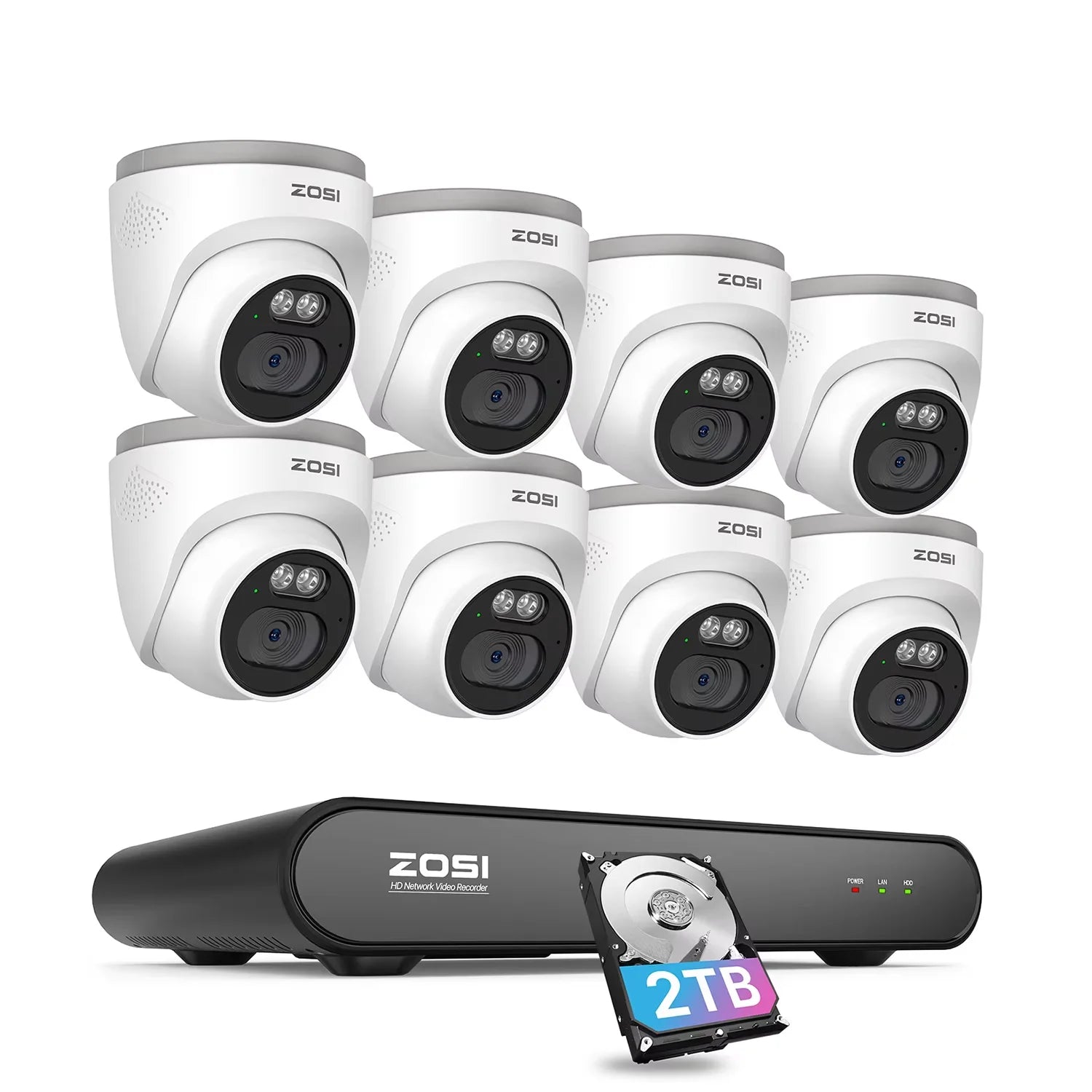 ZOSI 4MP PoE Outdoor Security Camera System with 8CH NVR