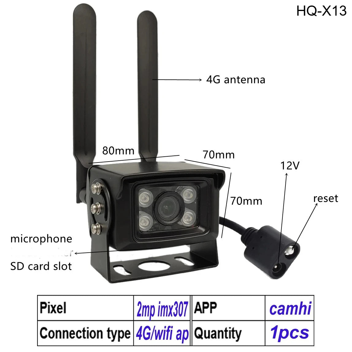 Caméra de sécurité extérieure étanche 4G avec carte SIM