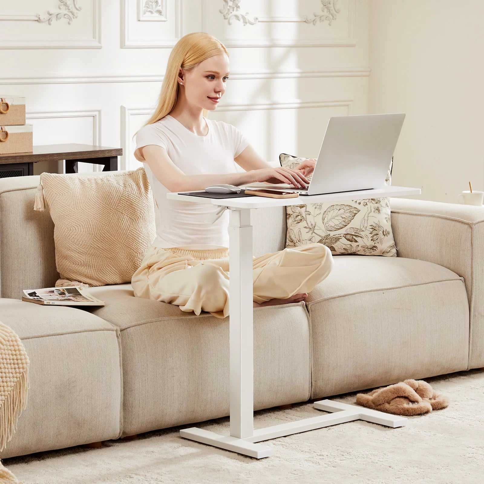 Adjustable Overbed Table for Laptop, Sofa & Bedside Use