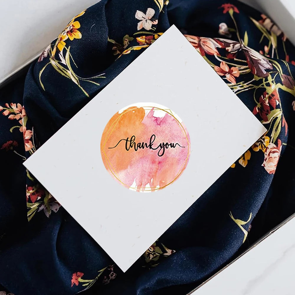 500pcs/Roll Thank You Stickers 2.5cm Cute Pink Gold Labels For Small Business Or Wedding Gift Decor Stationery Packaging Sticker